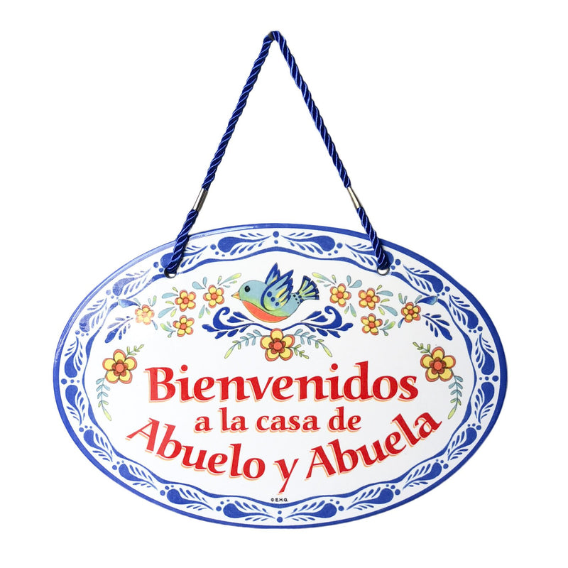 Decorative Door Sign Bienvenido Casa Abuelo & Abuela Gifts