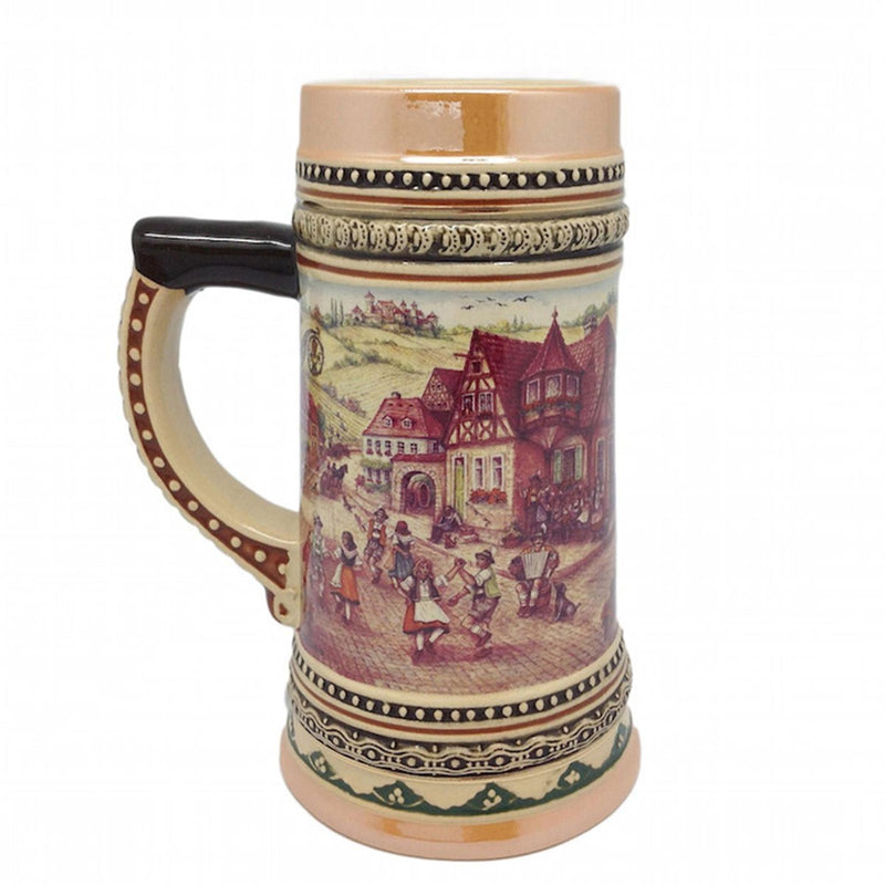 German Beer Stein Oktoberfest Village Dancers - .18L, .475L, 1.5L, 1L, 2.25L, Alcohol, Barware, Beer Glasses, Beer Stein-No Lid, Beer Stein-No Lid-EHG, Beer Steins, Ceramics, Coffee Mugs, Collectibles, Decorations, Drinkware, German, Germany, Home & Garden, Joseph Mahler, Multi-Color, PS-Party Favors, Shot Glasses, Shots-Ceramic, Top-GRMN-B, Volume - 2 - 3