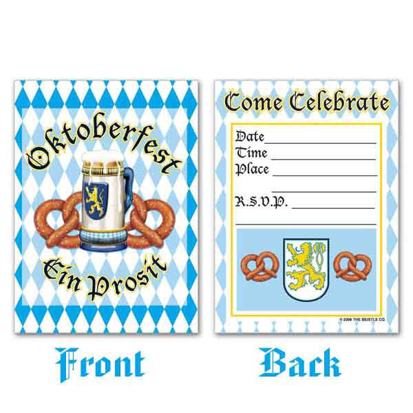 Oktoberfest Party Invitations - Below $10, Invitations, Multi-Color, Oktoberfest, Paper, PS- Oktoberfest Decorations, PS- Oktoberfest Essentials-All OKT Items, PS- Oktoberfest Table Decor, PS-Party Favors, Tableware