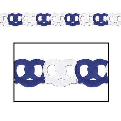 Pretzel Garland Oktoberfest Party Accessory - Below $10, Blue/White, Hanging Decorations, Oktoberfest, Paper, PS- Oktoberfest Decorations, PS- Oktoberfest Essentials-All OKT Items, PS- Oktoberfest Hanging Decor, PS- Oktoberfest Table Decor, Tableware