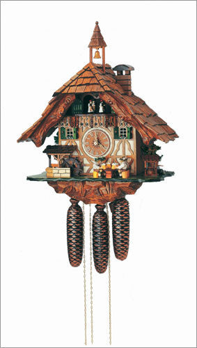 Schneider Black Forest 13 inches Musical Beer Drinkers and Bell Tower Eight Day Movement Cuckoo Clock - 8 Day, Above $100, Brown, Clocks- Cuckoo Clocks, Clocks-Wall, Collectibles, Home & Garden, Schneider, Wood