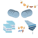 Deluxe All-in-One Lite Oktoberfest Party Pack Bundle with Bavarian Themed Plastic Table Runner, Plates, Napkins, Oktoberfest Foods Themed Banner