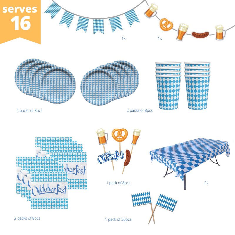 Deluxe All-in-One Oktoberfest Party Pack Bundle with Bavarian Theme