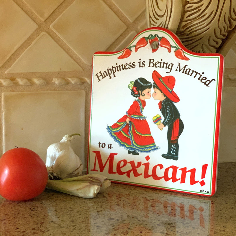Mexican: Ceramic Cheeseboard with Cork Backing